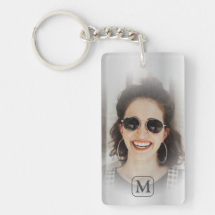 Porte-clefs Garde de photo grise argent monogramme