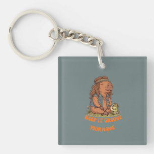 Porte-clefs Garde-le Groovy Capybara Mignon Rétro Personnalisé
