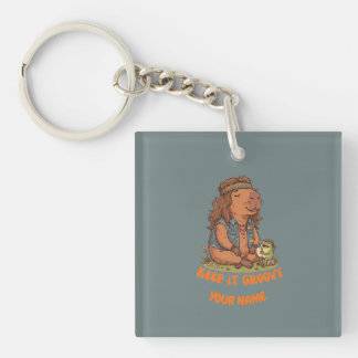 Porte-clefs Garde-le Groovy Capybara Mignon Rétro Personnalisé
