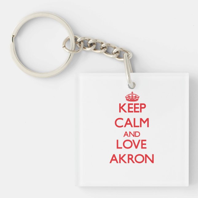 Porte-clefs Gardez le calme et aimez Akron (Devant)