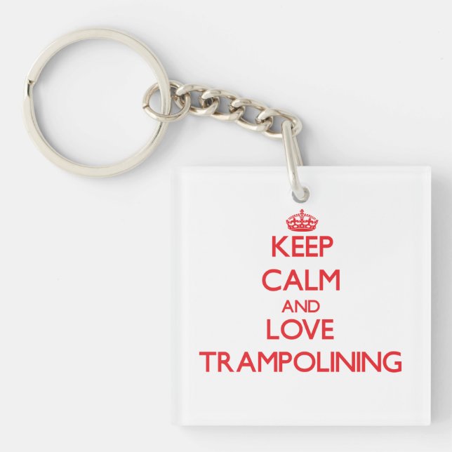 Porte-clefs Gardez le calme et aimez Trampolining (Devant)
