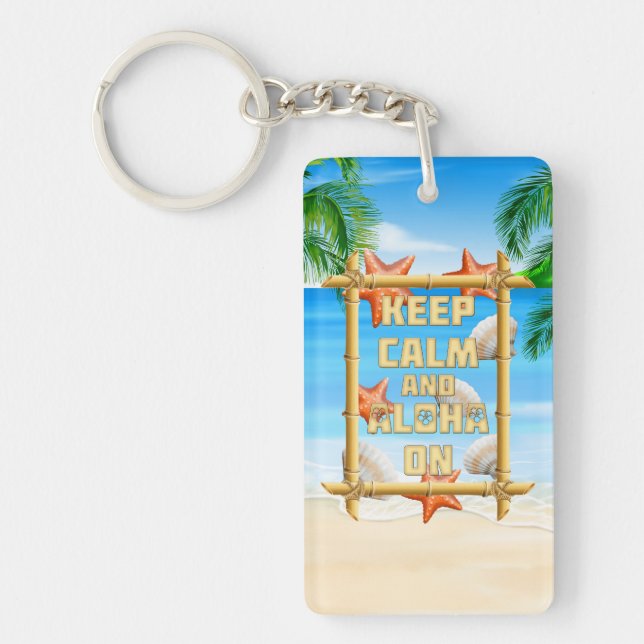 Porte-clefs Gardez le calme et Aloha dessus (Devant)