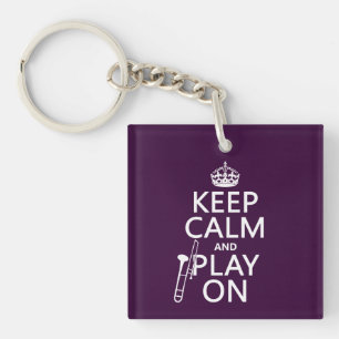 Porte-clefs Gardez le calme et le jeu sur (trombone) (toute