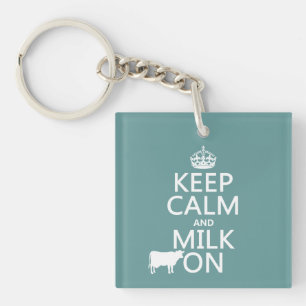 Porte-clefs Gardez le calme et le lait allumé (vaches) (dans t