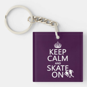 Porte-clefs Gardez le calme et patinez sur (les rollerskaters)