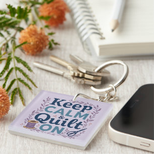Porte-clefs Gardez votre calme et continuez à coudre, design p