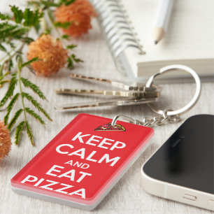 Porte-clefs Gardez votre calme et mangez une pizza 2
