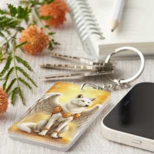 Porte-clefs Gardien de l'Aube – Le Loup à l'Aile Blanche.