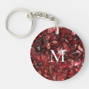 Porte-clefs Garnet Birthstone Monogramme Nom personnalisé
