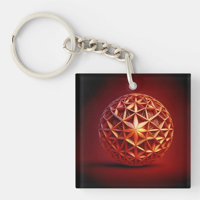 Porte-clefs Gasket Fractal Sierpinski Rouge (Devant)