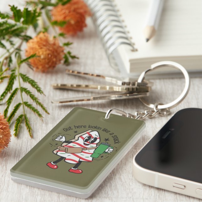 Porte-clefs Gâteau en forme de sapin de Noël ressemblant à un  (Devant droit)