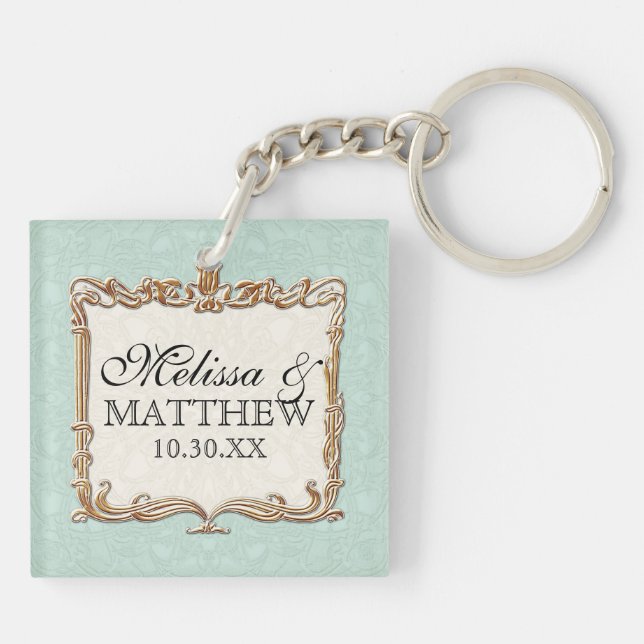 Porte-clefs Gatsby Art Déco Nouveau dentelle Faux Gold Tulip (Dos)