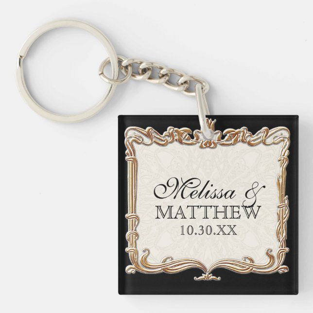 Porte-clefs Gatsby Art Déco Nouveau dentelle Faux Gold Tulip (Devant)