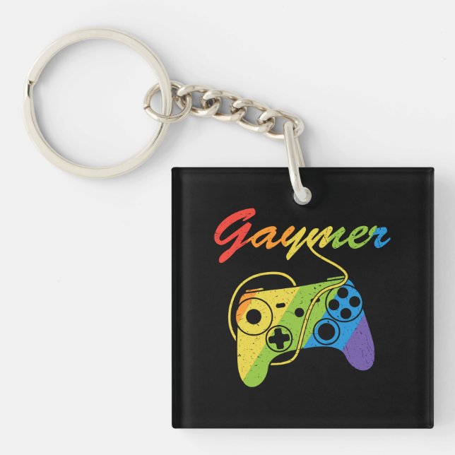 Porte-clefs Gaymer | Rainbow Video Game Controller | Gaming (Devant)