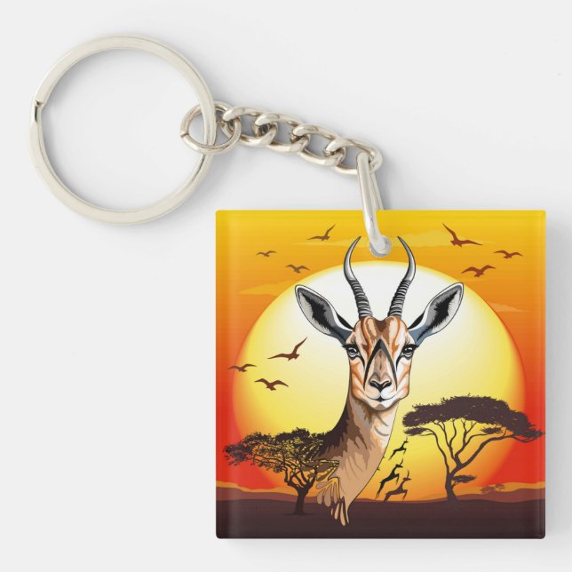 Porte-clefs Gazelle Antelope africaine animal sauvage (Devant)
