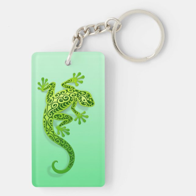 Porte-clefs Gecko vert s'élevant (Dos)