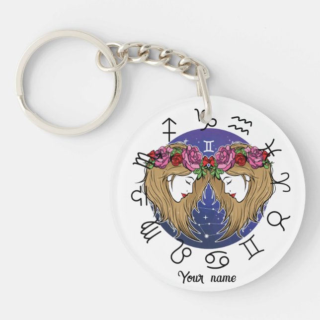 Porte-clefs Gemini & Aquarius BFF Keychain Gift (Devant)