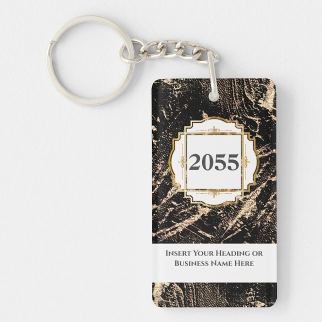 Porte-clefs Gemstone noir de marbre faux or (Devant)