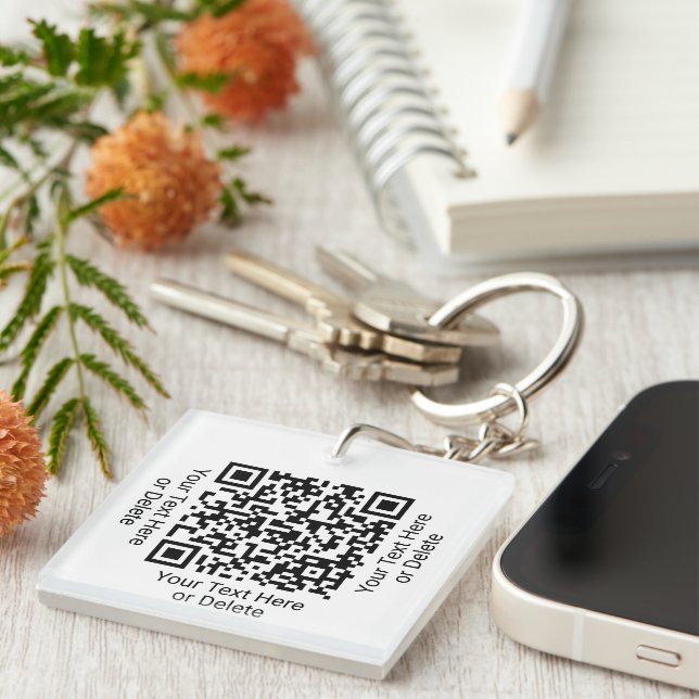 Porte-clefs Générateur de code QR à 1 face Moderne minimaliste (Devant Droit)