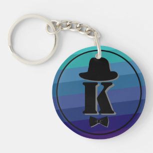 Porte-clefs Gentleman casquette arc bleu ombre nom initial mon