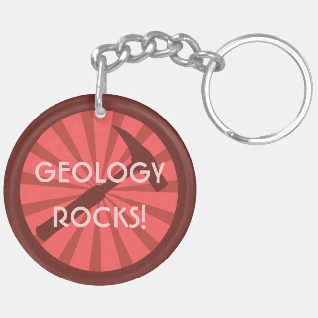 Porte-clefs géologie rocks! Insigne marteau (Dos gauche)
