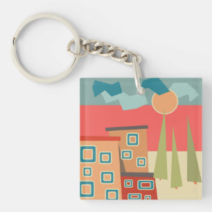 Porte-clefs Géomètre de paysage artistique minimaliste moderne