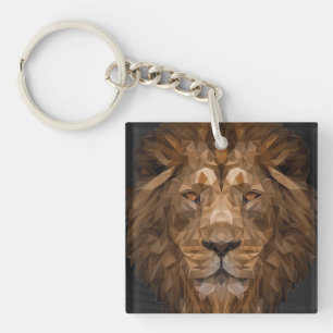 Porte-clefs Geometric Lion Portrait