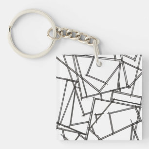 Porte-clefs Géométrique Noir Et Blanc-Moderne Minimaliste