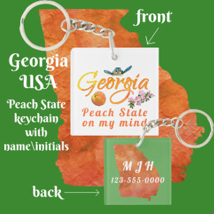 Porte-clefs Géorgie Peach State dans mon esprit Tortue de mer