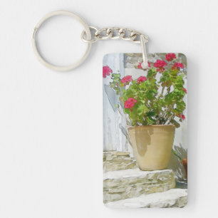 Porte-clefs Géranium de couleur rouge