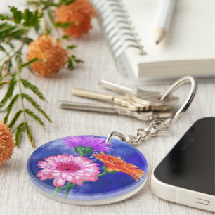 Porte-clefs Gerberas Porte - clé Cadeau Belles Fleurs