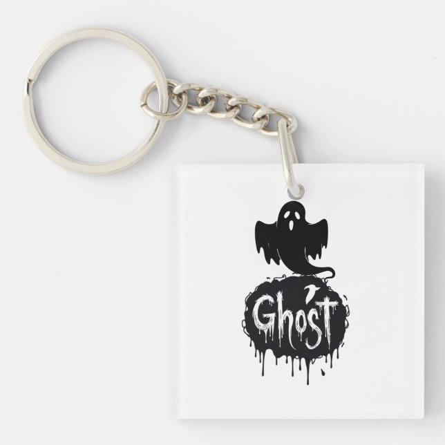 Porte-clefs Ghost – Dark Horror Dripping Text Art (Devant)