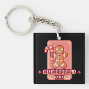 Porte-clefs Gingerbread man, Merry Christmas, Pixel Art