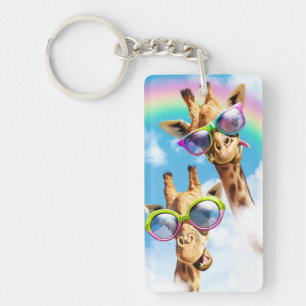 Porte-clefs Girafe Aux Lunettes De Soleil