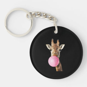 Porte-clefs Girafe Bubble Gum Rose Mignon Amoureux Des Animaux