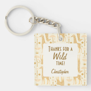Porte-clefs Girafe jaune neutre Safari Wild One Favor