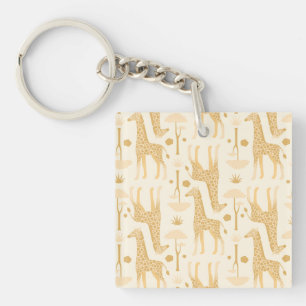 Porte-clefs Girafes dans la savane en jaune