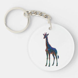 Porte-clefs Giraffe Art en verre arc-en-ciel