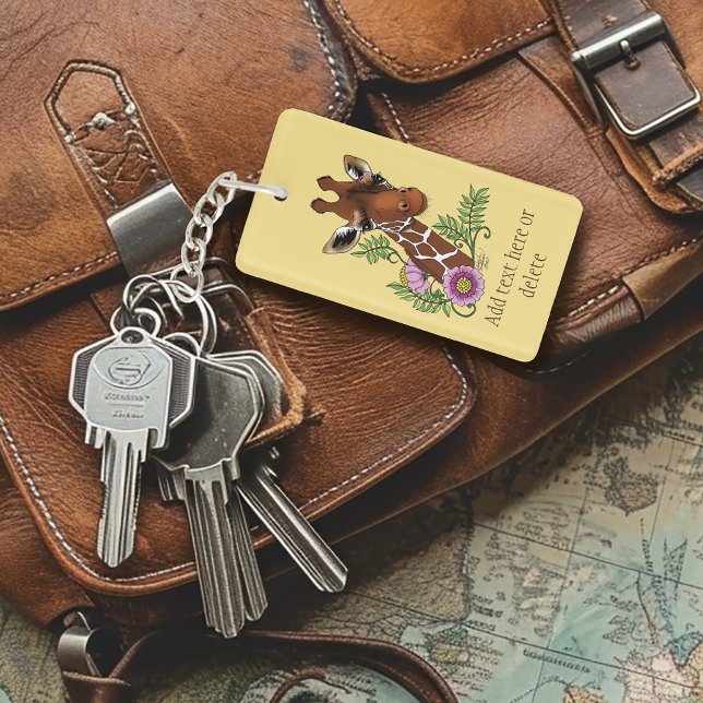 Porte-clefs Giraffe Fleurs de Portrait Jaunes (Créateur téléchargé)