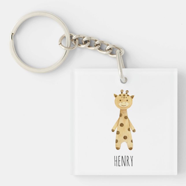 Porte-clefs Giraffe monogramme. mignon moderne (Devant)