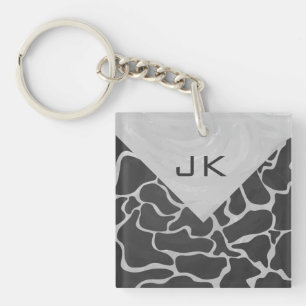 Porte-clefs Giraffe Monogramme noir et gris clair