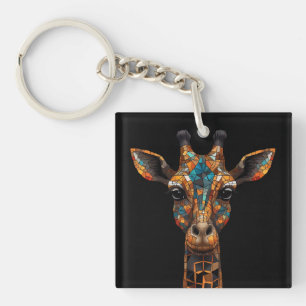 Porte-clefs Giraffe Mosaic Portrait Acrylique Porte - clé