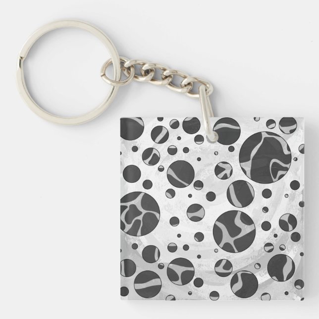 Porte-clefs Giraffy Polka Dot noir et gris clair Impression (Devant)