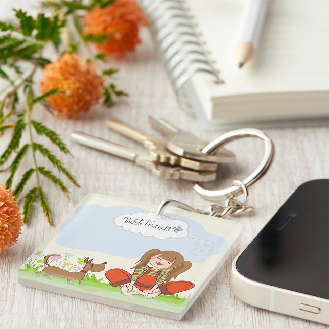 Porte-clefs Girl And Dog Best Friends (Créateur téléchargé)