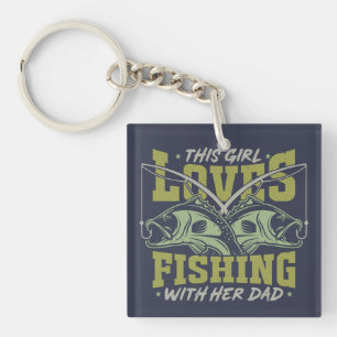 Porte-clefs Girl Love Fishing With Her Papa Fishing Papa citat