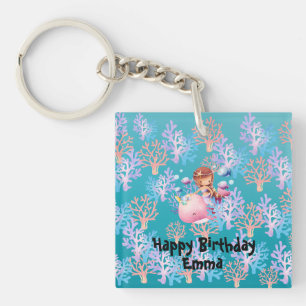Porte-clefs Girl mermaid Unicorn sous le dégradé de l'arc-en-c