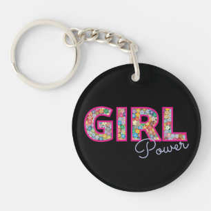 Porte-clefs Girl Power Fille rose belles femmes Fleurs sauva