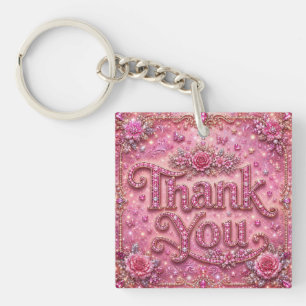 Porte-clefs Girly Élégant Pailleté Rose Pâle Merci