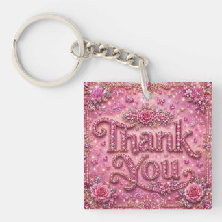 Porte-clefs Girly Élégant Pailleté Rose Pâle Merci