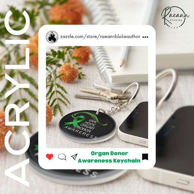 Porte-clefs Give Hope Organ Donor Awareness Round Acrylic  (Créateur téléchargé)